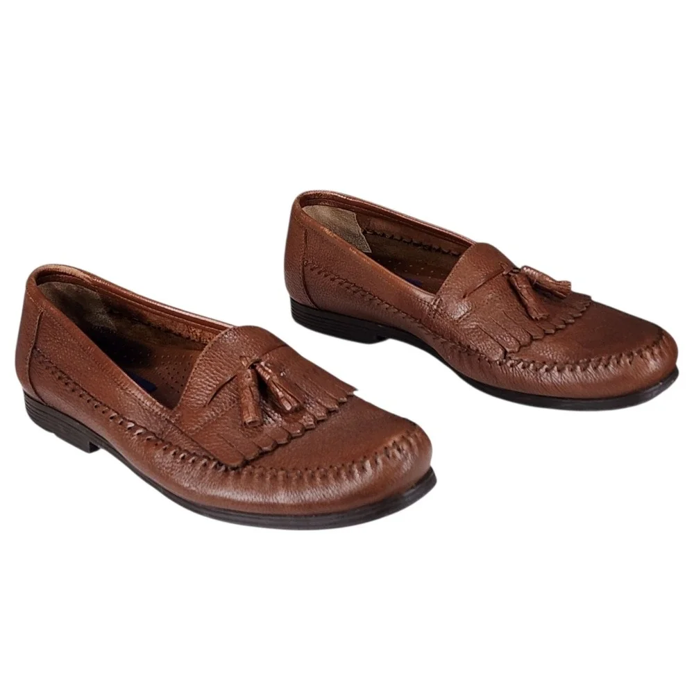Giorgio Brutini Loafer 11 Men Kiltie Le Glove Duke Tassels Brown Leather Slip On